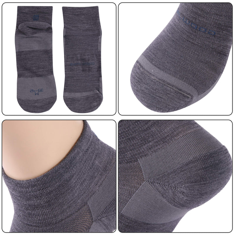 ZEALWOOD Merino Wool/Bamboo No Show/Ankle/Crew Athletic Socks Running Golf Tennis Hiking Socks,1/3 Pairs 3xgrey Quarter Large - BeesActive Australia