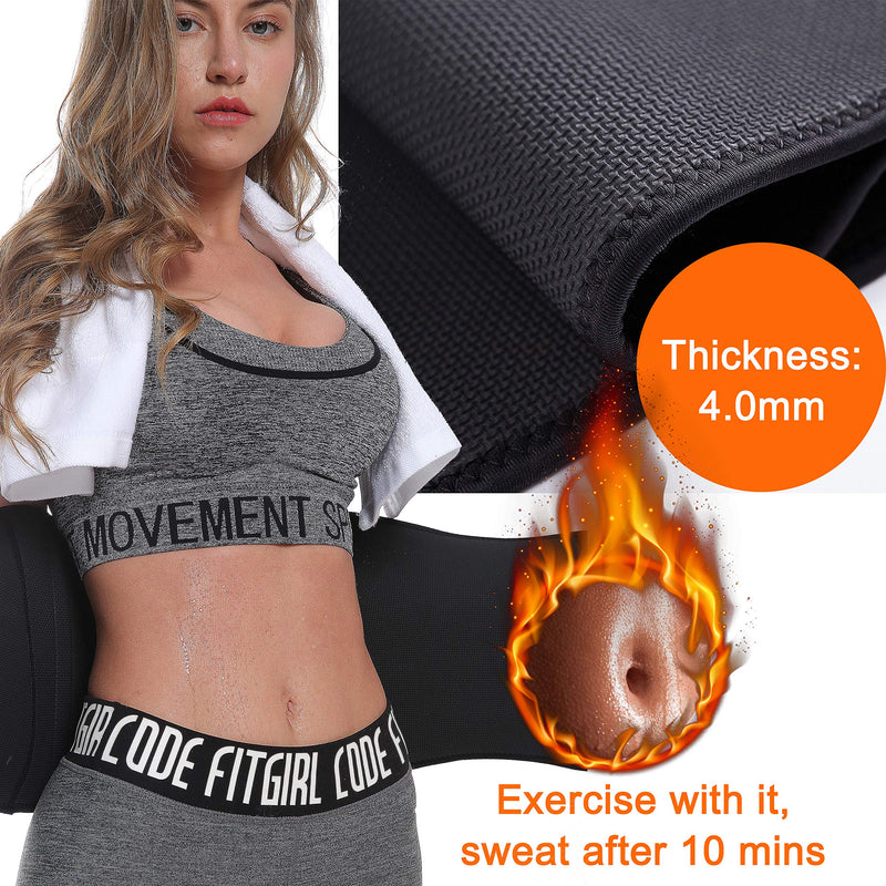 Waist Trimmer Trainer Belt for Women Men Sport Sweat Workout Body Shaper Sauna Black M (Waistline 31"-42") - BeesActive Australia