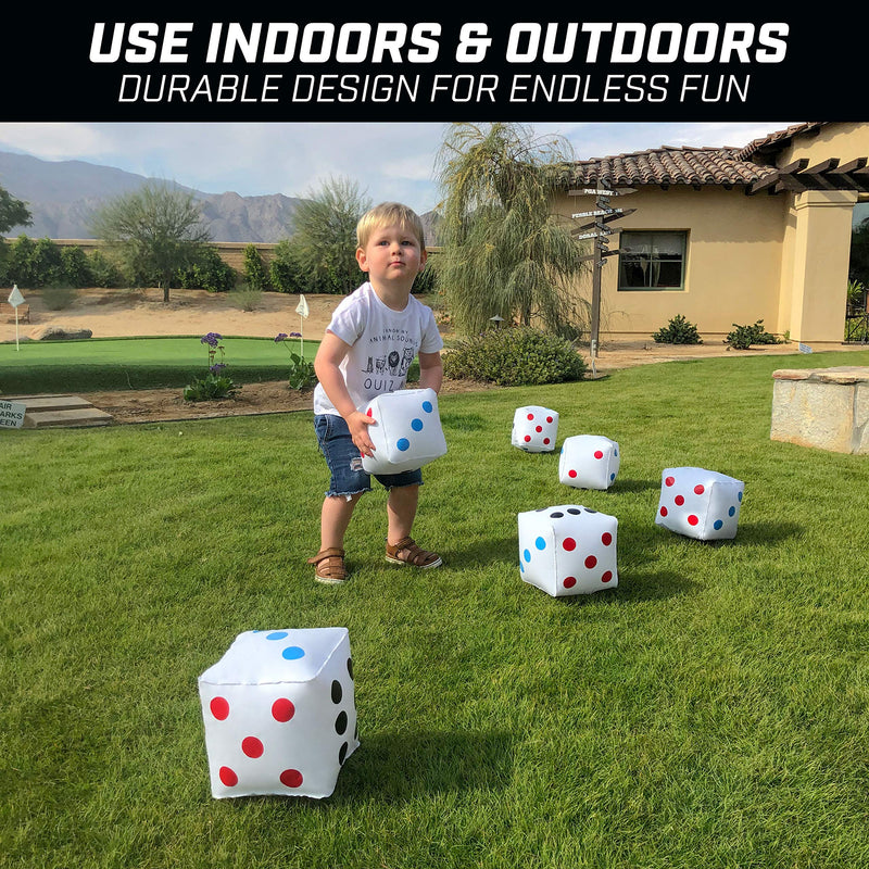 [AUSTRALIA] - GoSports Giant 6" Inflatable Dice 6 Pack with Tote Bag and Dry Erase Scoreboard for Rollzee and Farkle Games - 6" Jumbo Size 