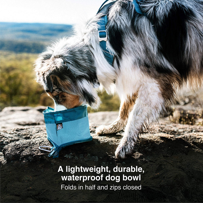Kurgo Zippy Bowl, Collapsible Travel Dog Bowl, Pet Food & Hiking Water Bowl, Machine Washable Bowl for Dogs, Travel Accessories for Pets, BPA Free, Carabiner Blue - BeesActive Australia