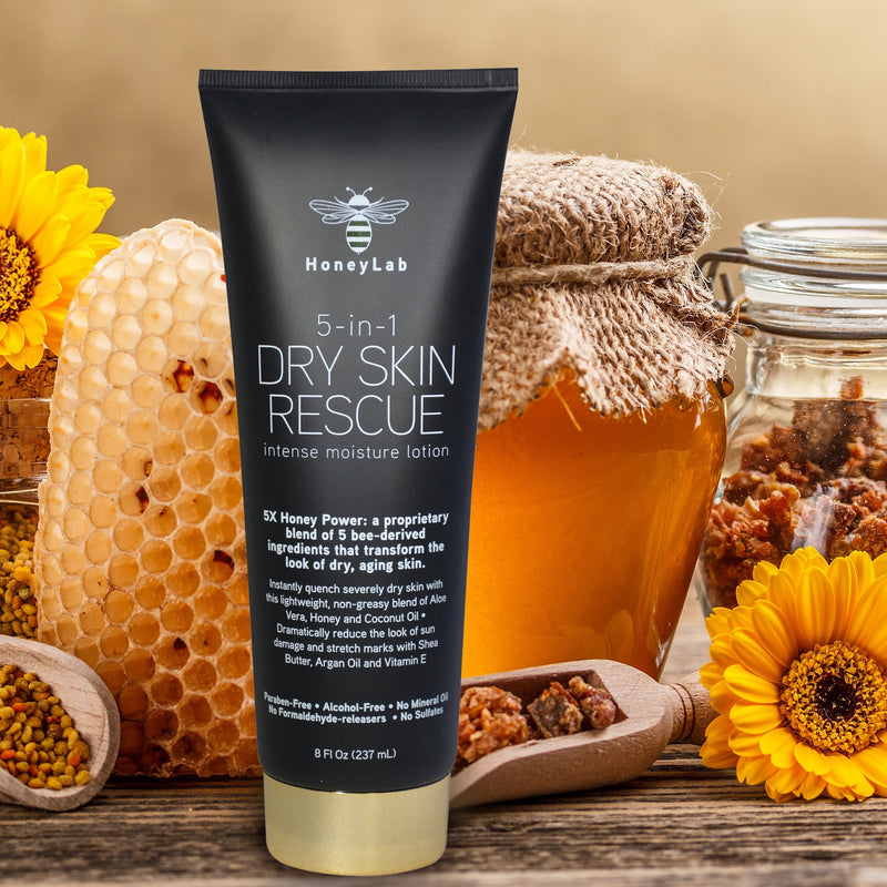 HoneyLab 5 In 1 Dry Skin Rescue Lotion. Intense Moisture Lotion For Severely Dry Skin on Elbows, Hands, Arms. (8oz) 8 Fl Oz (Pack of 1) - BeesActive Australia