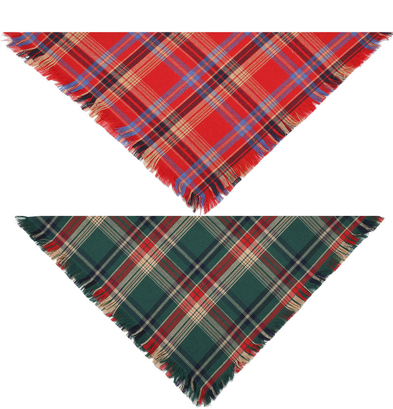 Dog Christmas Bandana - 2 Pack Plaid Bandanas for Small Medium Large Dogs - BeesActive Australia