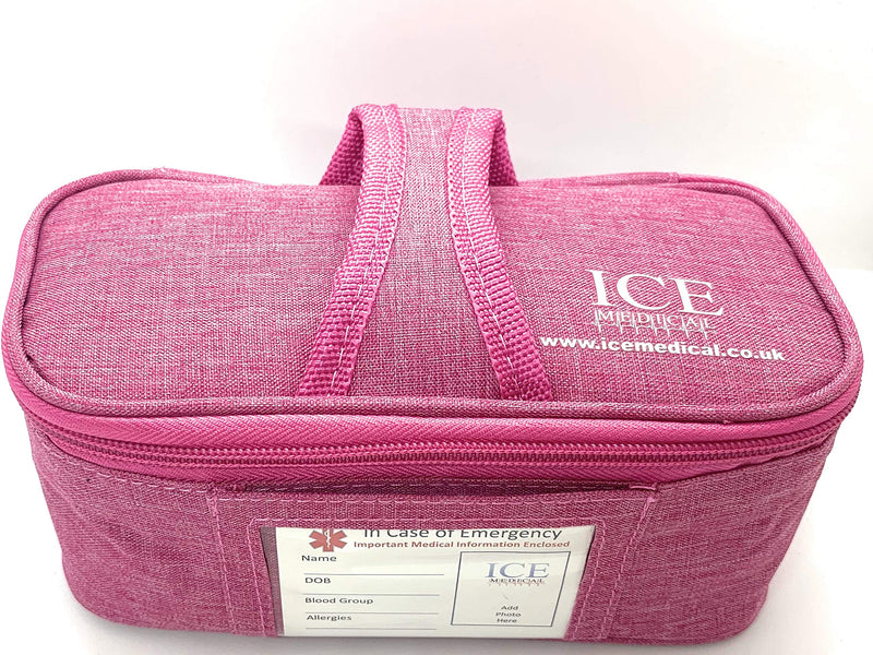 ICE Medical Pink Midi Epipen Syringe Asthma Medication Case/Bag - Allergies, Diabetes, Inhalers, Syringes, Insulin etc - BeesActive Australia