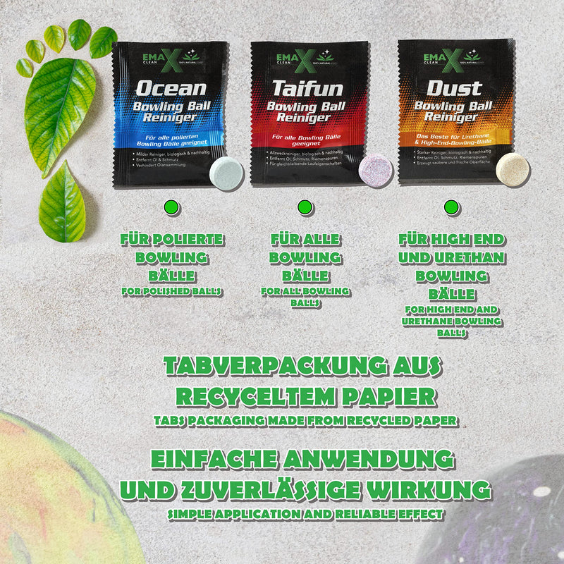 EMAX CLEAN | Taifun | Bowling-Ball-Cleaner | All-Purpose Cleaning Agent for Bowlingballs | Ball-Cleaner Tablet | Made in Germany Tab & Towel - BeesActive Australia