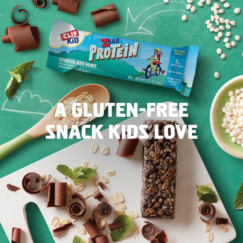 CLIF Kid Zbar Protein - Chocolate Mint - Crispy Whole Grain Snack Bars - Made with Organic Oats - Non-GMO - 5g Protein - 1.27 oz. (15 Pack) - BeesActive Australia
