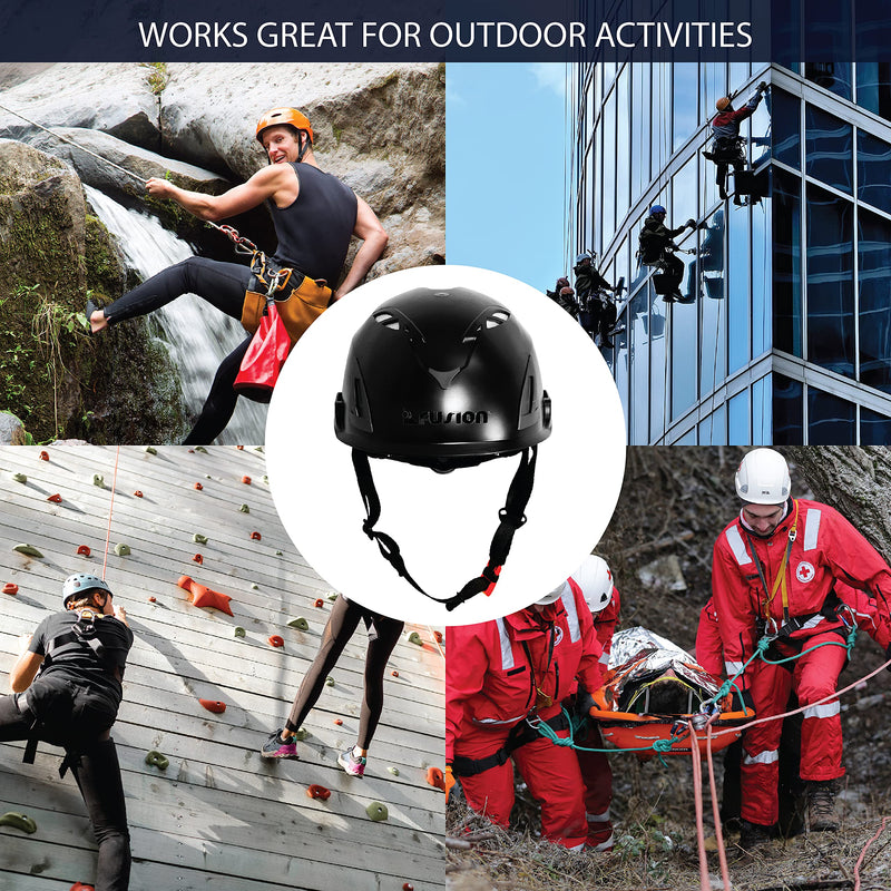Fusion Climb Meka II Climbing Bungee Zipline Mountain Construction Safety Protection Helmet Black - BeesActive Australia