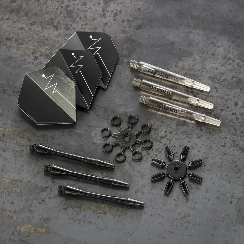 [AUSTRALIA] - Unicorn, Recreational Steel 600 Dart Set with Tips, Barrels, Shafts, Flights, and Flight Protectors 