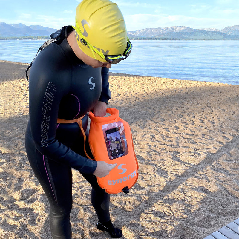 Synergy Swim Buoy for Triathlon and Open Water Swimming Orange 28L - BeesActive Australia