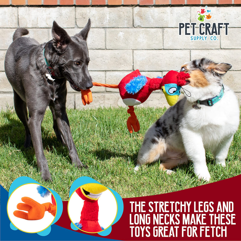 Pet Craft Supply Jiggle Giggle Dog Toys Funny Cute Giggling Sound Wiggly Shaking Tug Fetch Soft Chew Cuddle Plush Interactive Big Dog Toy for Medium to Large Breeds Multipack Boredom Relief Two Pack - Parrot & Puffin - BeesActive Australia
