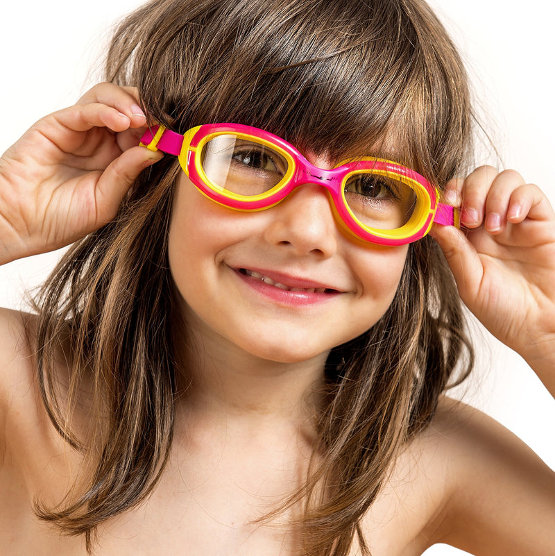[AUSTRALIA] - JR Kids Swim Goggles // Anti Fog - UV Protection - Soft Silicone Seals SkyBlue/Yellow 