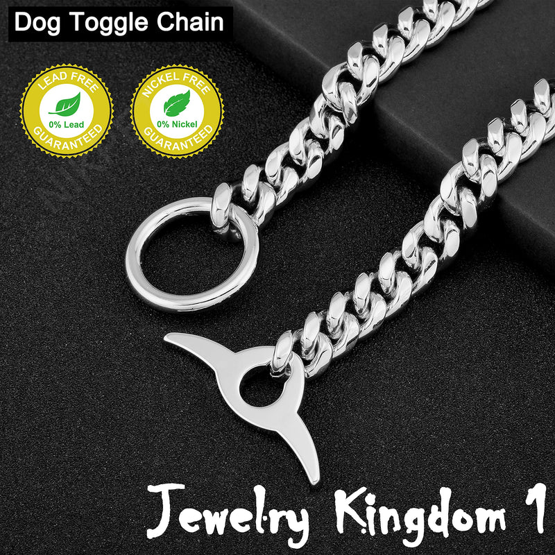 Jewelry Kingdom 1 Dog Chain Collar High Polished Cuban Link Chain 10MM Strong Heavy Duty Chew Proof Adjustable Training Walking Collar with Toggle Clasp and Dog Tag for Small Medium Large Dogs 20"(Fits Neck 16"-19") - BeesActive Australia