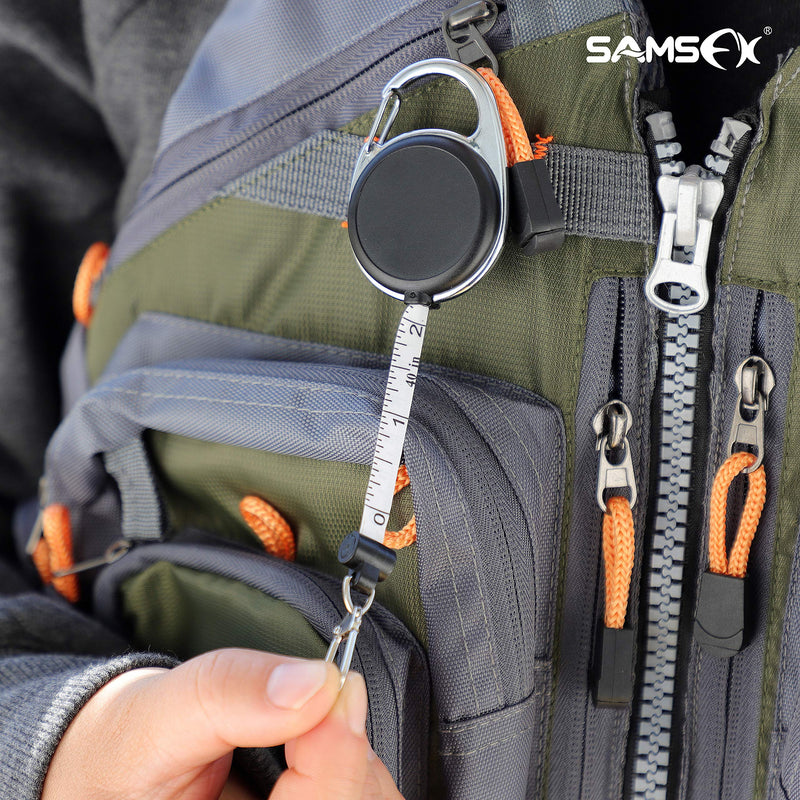 SAMSFX Fishing Zinger Retractors Retractable Tape Measure with Fly Fishing Knot Tying Tool Combo Tape Measure Retractors & Silver Nail Knot Tying Tool, Black Grip - BeesActive Australia