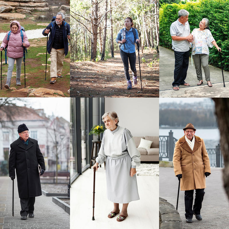 LZZAZ® Walking Stick, Adjustable Height Folding Walking Sticks for Men, Aluminum Walking Sticks for Women & Disability Aids, Black - BeesActive Australia