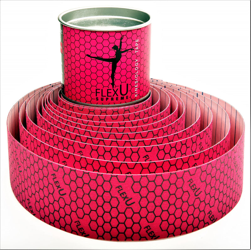 FlexU Kinesiology Tape; Single Roll (Pre-Cut or Continuous); Advanced Strength and Flexibility Properties; Longer Lasting Therapeutic Recovery; Sports Tape Pink 16.4 Feet UnCut - BeesActive Australia
