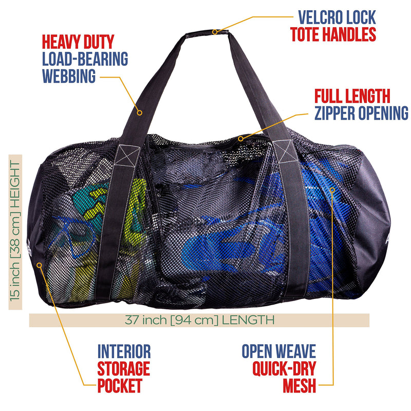 [AUSTRALIA] - Athletico Mesh Dive Duffel Bag for Scuba or Snorkeling - XL Mesh Travel Duffle for Scuba Diving and Snorkeling Gear & Equipment - Dry Bag Holds Mask, Fins, Snorkel, and More 
