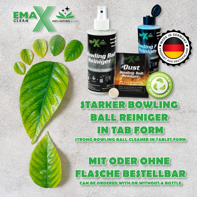 EMAX CLEAN Dust | Bowling-Ball-Cleaner | Strong Cleaning Agent for High-Performance and Urethane Bowlingballs | Tablet | Made in Germany Tab & Towel - BeesActive Australia