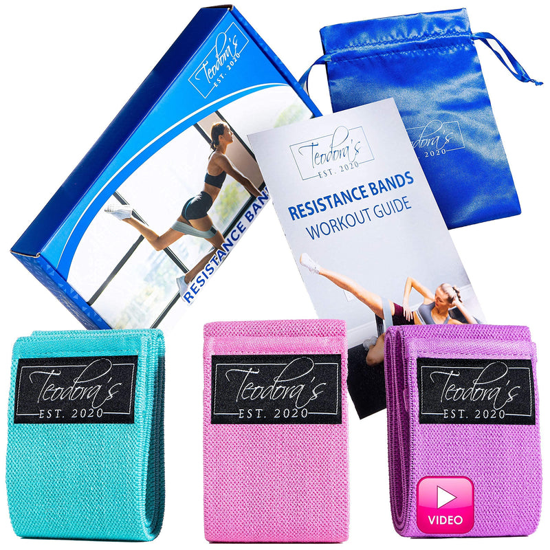 Teodora's Booty Bands Resistance Bands for Legs and Butt - Resistance Bands for Women Butt and Legs, Workout Bands for Women, Fabric Booty Resistance Bands Set, Glute Bands for Women, Exercise Bands - BeesActive Australia