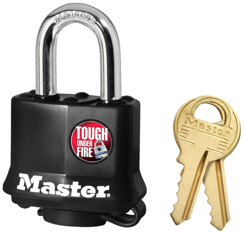 Master Lock Padlock, Covered Laminated Steel Lock, 1-9/16 in. Wide, 311D,Black - BeesActive Australia