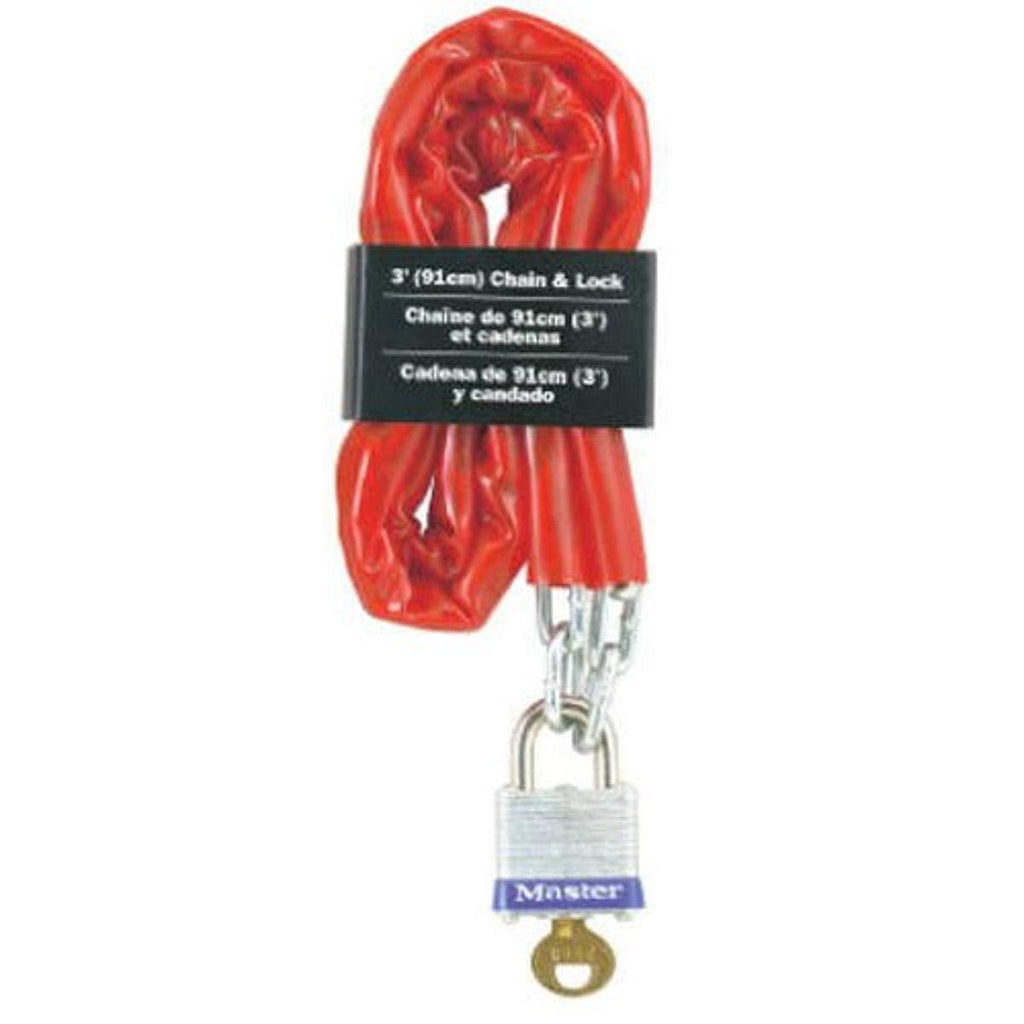 Master Lock 716D Laminated Padlock and Chain, Red - BeesActive Australia