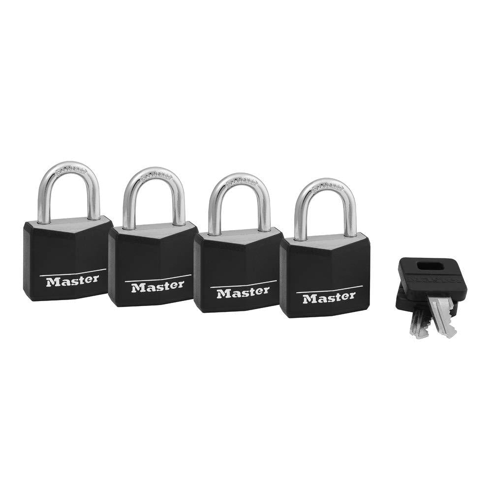 Master Lock 131Q Covered Aluminum Padlock with Key, Black, 4 Pack - BeesActive Australia