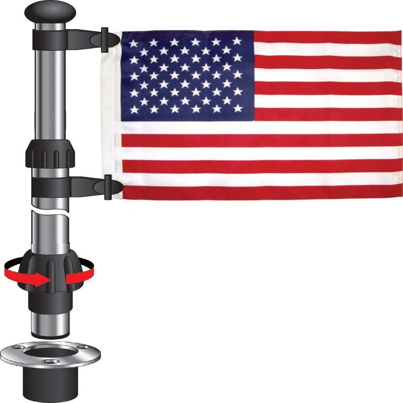 [AUSTRALIA] - SeaSense Flag Pole with USA Flag Telescoping, Multicolour (SS-SMS-737270) 