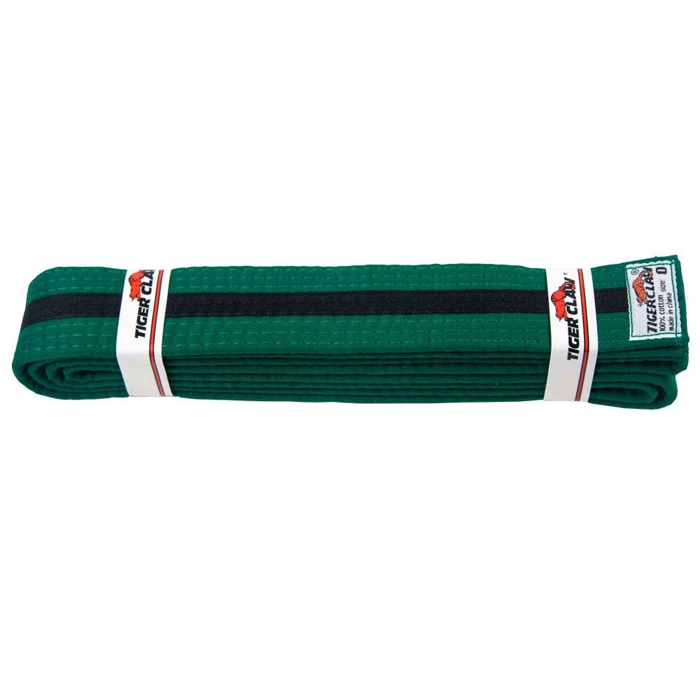 [AUSTRALIA] - Tiger Claw 100% Cotton Martial Arts Uniform Belt – Solid Color with Black Striped Green with Black Stripe 2 