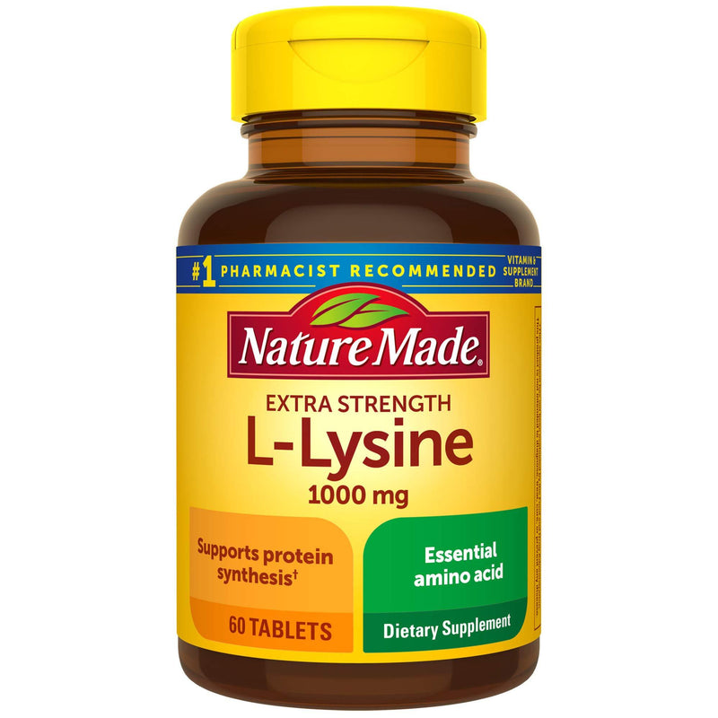 Nature Made Extra Strength L-Lysine 1000 mg Tablets, 60 Count for Protein Synthesis 60 Count (Pack of 1) - BeesActive Australia