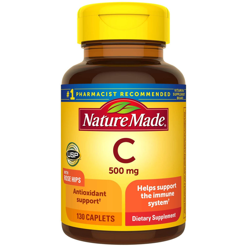 Nature Made Vitamin C 500 mg Caplets with Rose Hips, 130 Count to Help Support the Immune System - BeesActive Australia