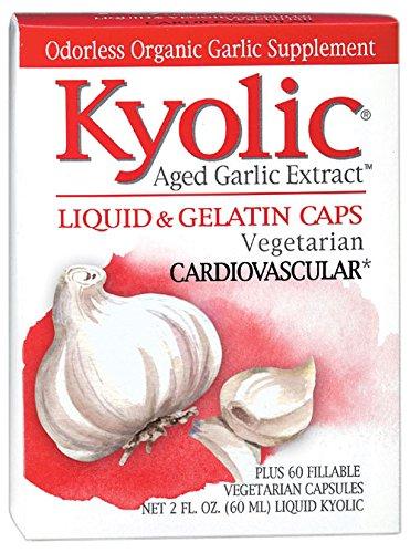 Kyolic Aged Garlic Extract Vegetarian Liquid Cardiovascular, 2-Ounce Bottle plus 60 Refillable Capsules 2 Ounce + 60 Refillable Capsules - BeesActive Australia