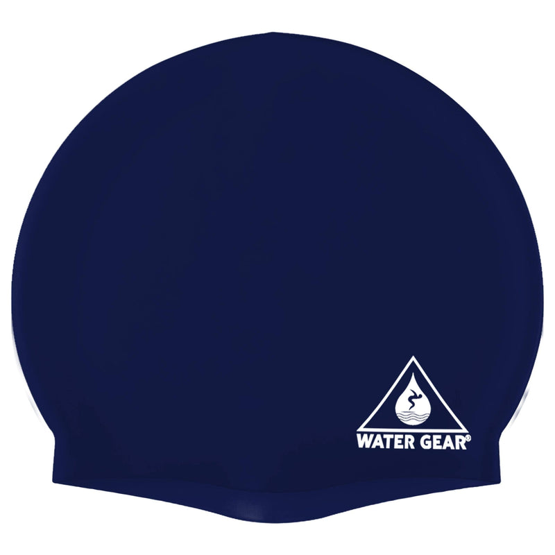 Water Gear Silicone Adult Swim Cap - Flexible Unisex Waterproof - Great for Short and Long Hair - Improve Your Performance - Women Men and Teens -Triathlon Swimmers and Athletes Navy - BeesActive Australia