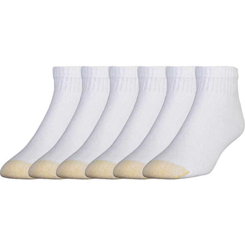 Gold Toe Men's 656p Cotton Quarter Athletic Socks, Multipairs Large White (6-pairs) - BeesActive Australia
