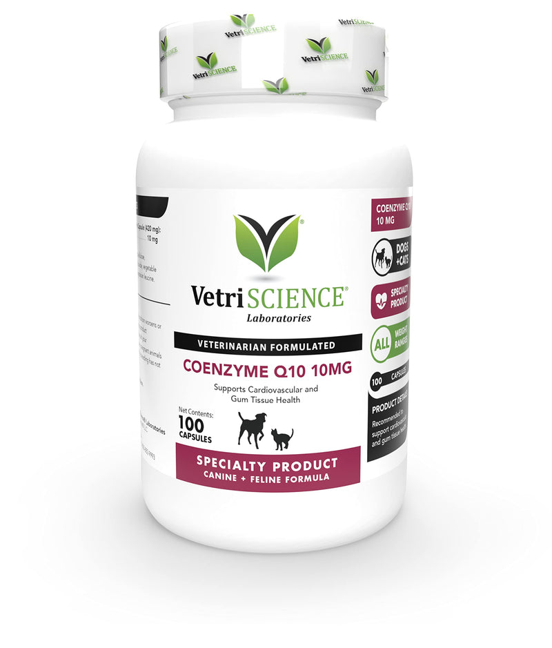 Vetri-Science VETRISCIENCE Coenzyme Q10 for Dogs and Cats, 10mg, 100 Capsules - Cardiovascular and Gum Health CoQ10 Supplement for Pets - BeesActive Australia