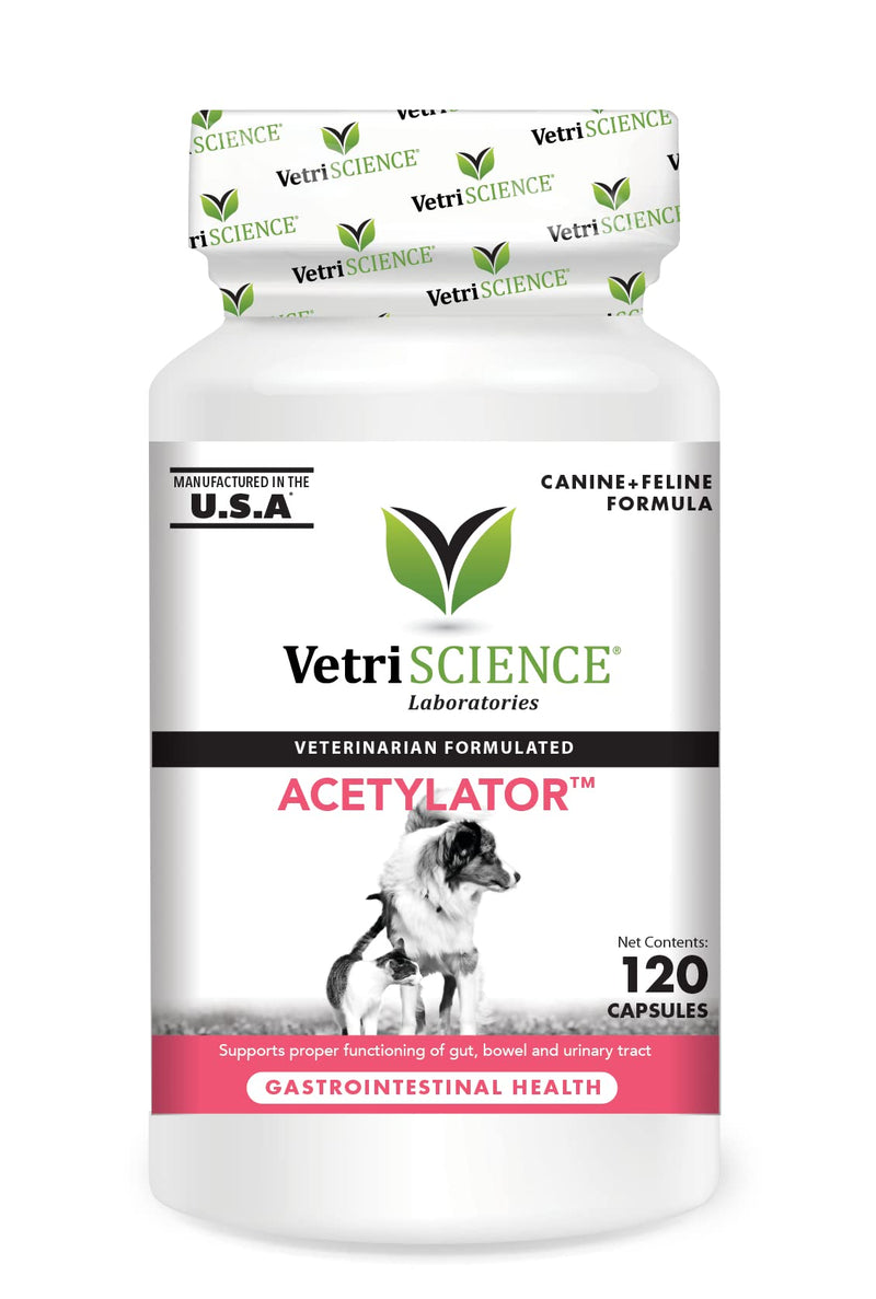 VetriScience Laboratories - Acetylator, Digestive Health Supplement for Cats and Dogs, 120 Capsules - BeesActive Australia