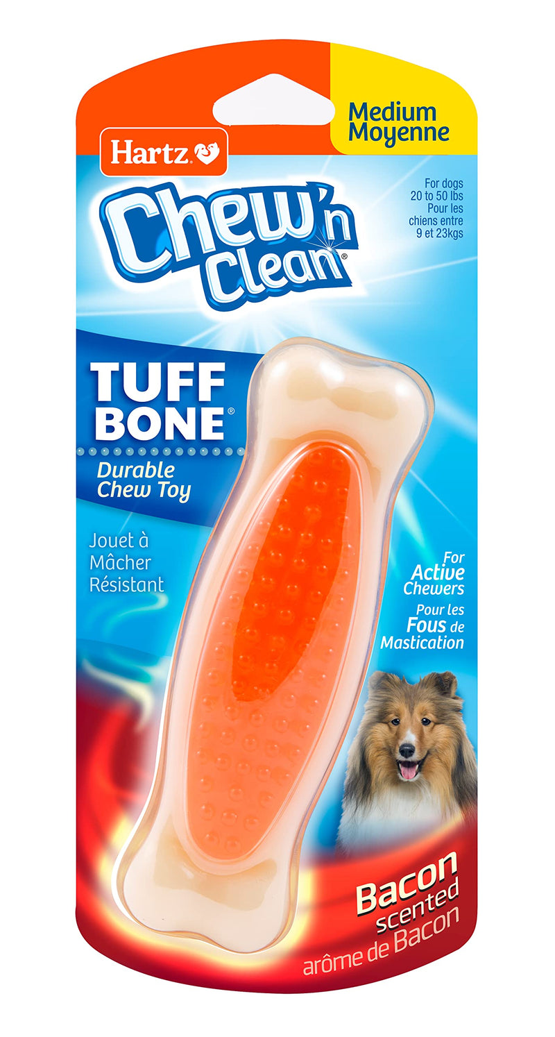 Hartz Chew 'n Clean Tuff Bone Bacon Scented Dental Dog Chew Toy - Medium - BeesActive Australia