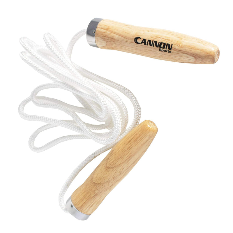 Cannon Sports White Jump Rope with Wooden Weighted Handles for Home Gym, Workout, & Fitness Travel (8.5 FT) - BeesActive Australia