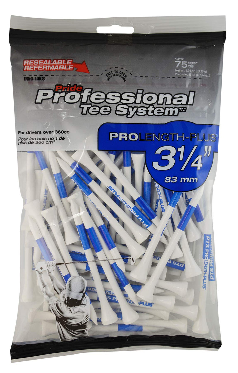 Pride Professional Tee System, 3-1/4 inch ProLength Plus Tee, 75 count, White - BeesActive Australia