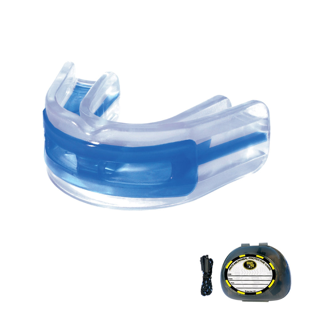 [AUSTRALIA] - Brain-Pad LoPro+ Double Laminated  Strap/Strapless YOUTH Mouthguard (Blue/Clear) 