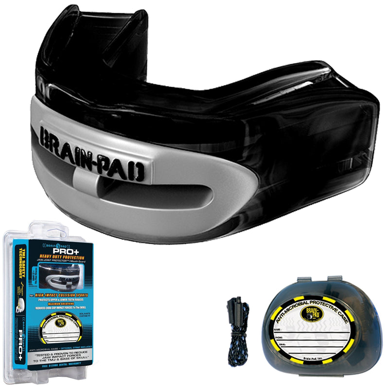 Brain Pad Pro+Plus Double Laminated Strap/Strapless Combo in one Adult Mouthguard Black - BeesActive Australia