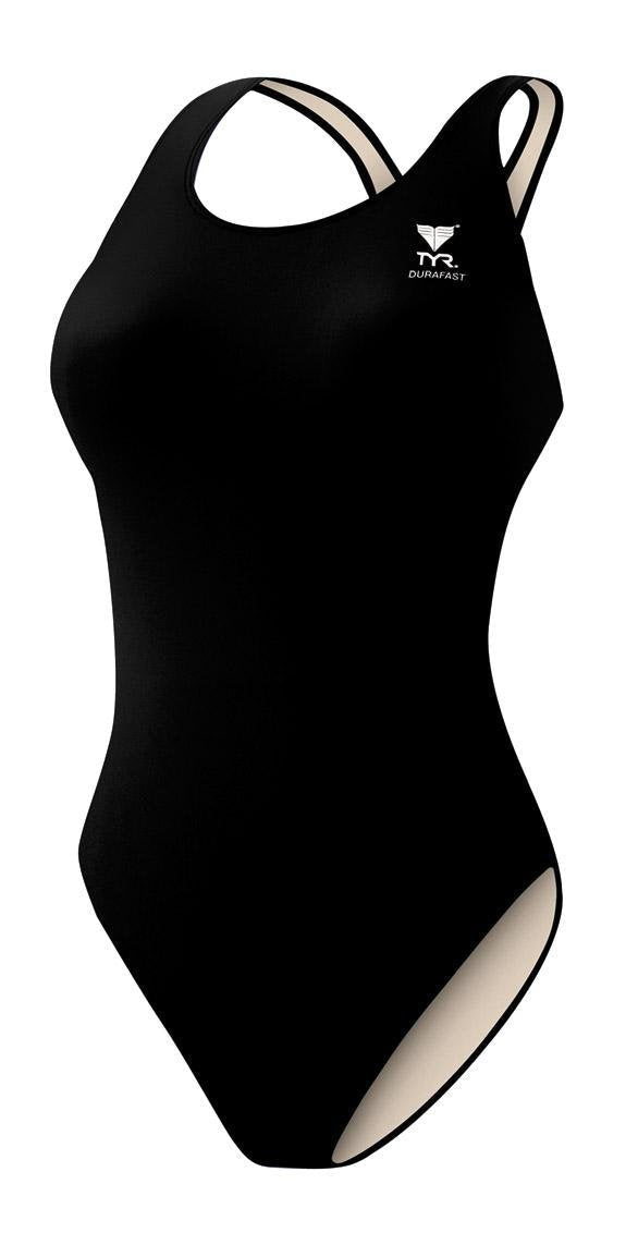 [AUSTRALIA] - TYR Sport Girl's Solid Maxback Swim Suit 22 Black 