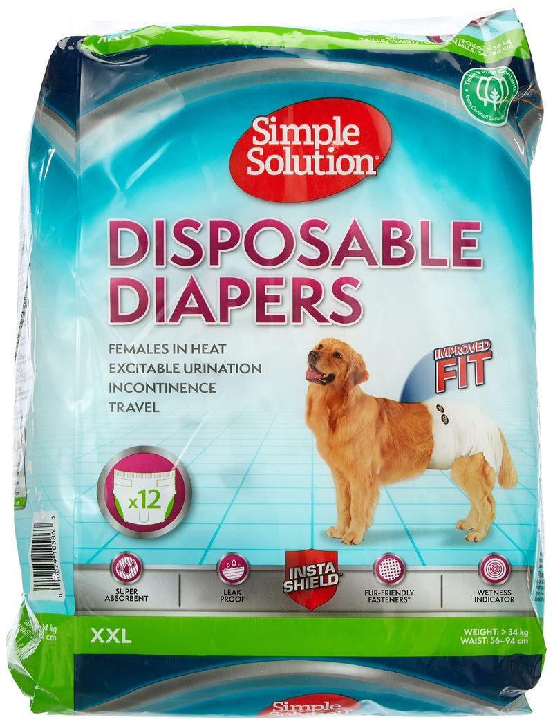 Simple Solution Disposable Dog Diapers for Female Dogs | Super Absorbent Leak-Proof Fit X-Large 12 count - BeesActive Australia