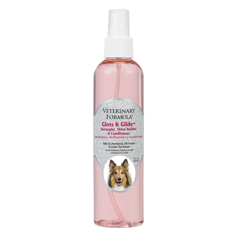 Veterinary Formula Solutions Gloss & Glide Detangler, Shine Builder, Conditioner Spray for Dogs – Quickly Detangles Matted Hair – With Silk Protein and Antioxidants (8 Fl. Oz.) - BeesActive Australia