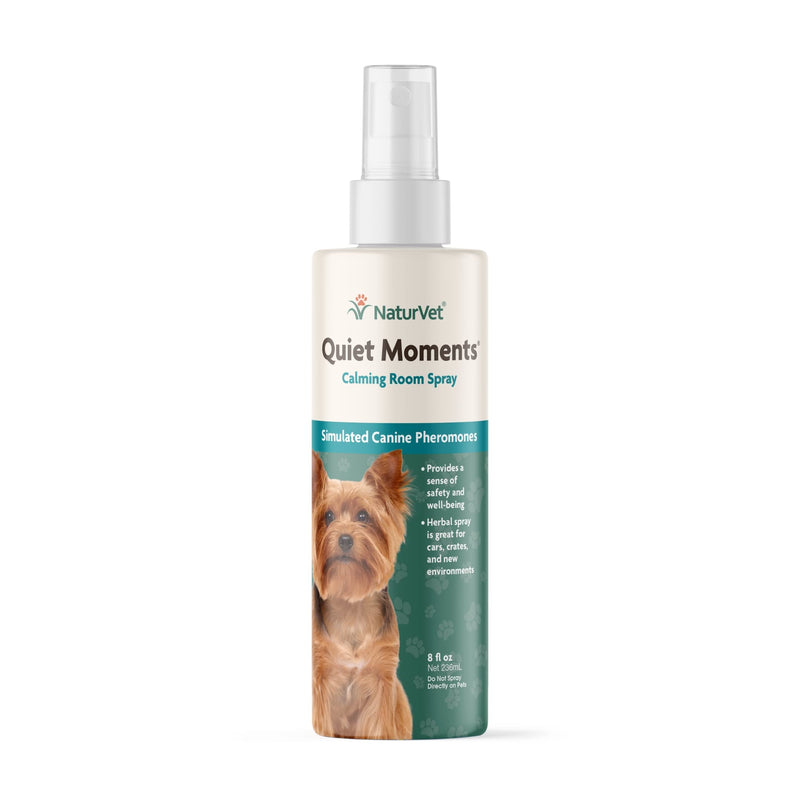 NaturVet Quiet Moments Herbal Calming Room Spray Dog Supplement – Ideal for Cars, Dog Crates, New Environments – Helps Reduce Pet Stress, Storm Anxiety, Motion Sickness – 8 Oz. - BeesActive Australia