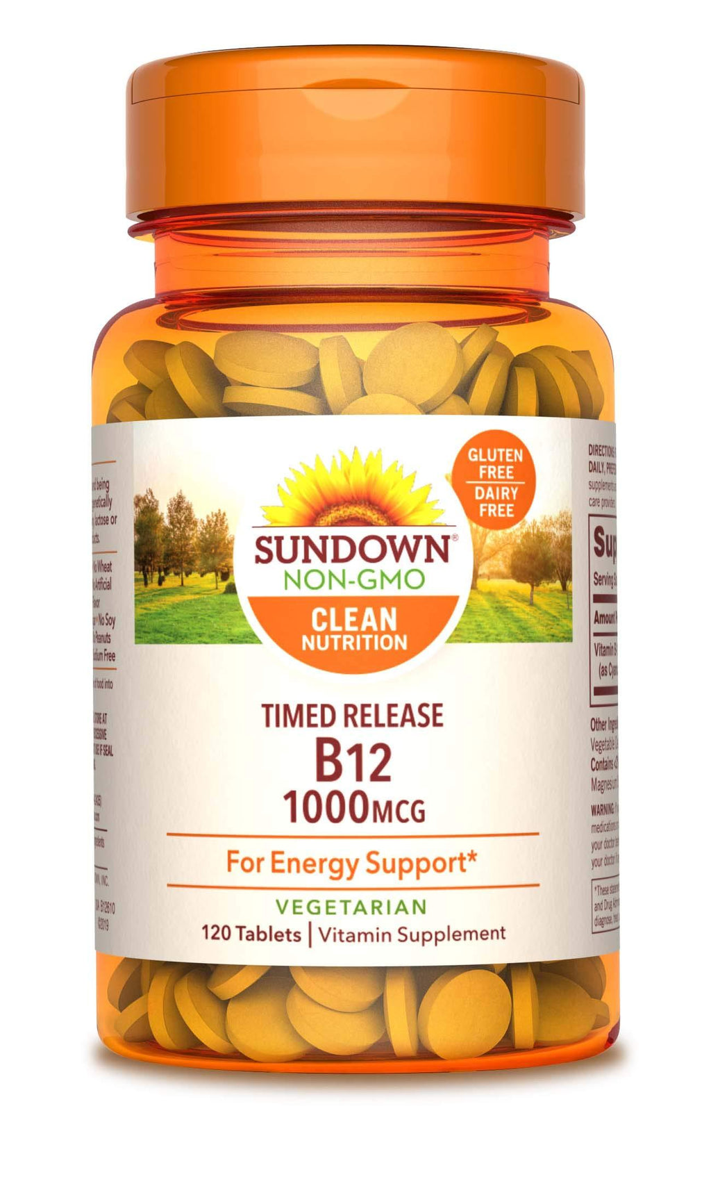 Sundown Vitamin B-12, Energy Support, Vegetarian, Vegan-Friendly 1000 mcg, ) Non-GMO, Free of Gluten, Dairy, Artificial Flavors 120 Count (Pack of 1) - BeesActive Australia