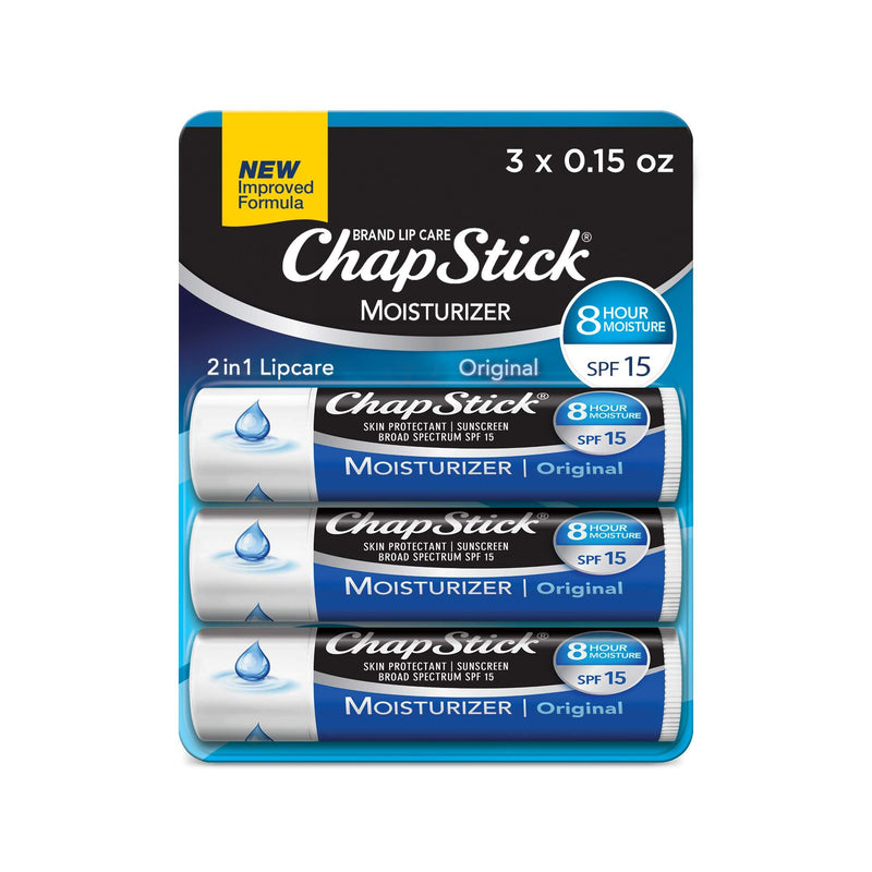 ChapStick Moisturizer (Original Flavor, 0.15 Ounce, 3 Sticks) Lip Balm Tube, Skin Protectant, Lip Care, SPF 15 - BeesActive Australia