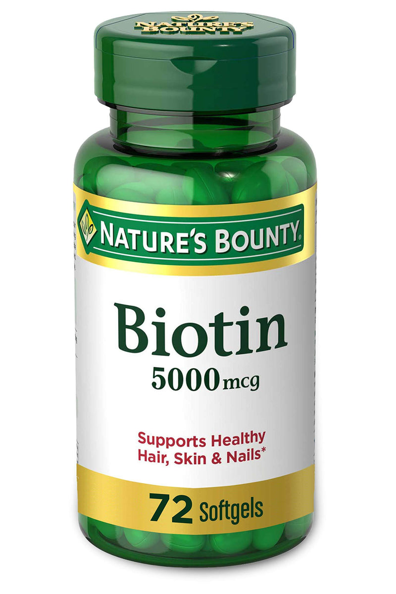 Biotin by Nature's Bounty, Vitamin Supplement, Supports Metabolism for Energy and Healthy Hair, Skin, and Nails, 5000 mcg, 72 Softgels - BeesActive Australia