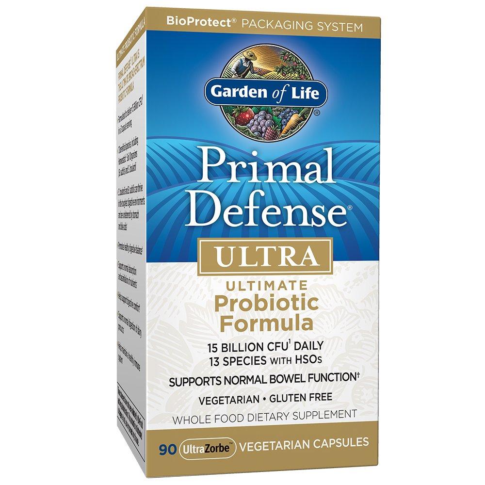 Garden of Life Whole Food Probiotic Supplement - Primal Defense Ultra Ultimate Probiotic Dietary Supplement for Digestive and Gut Health, 90 Vegetarian Capsules 90 Count (Pack of 1) - BeesActive Australia