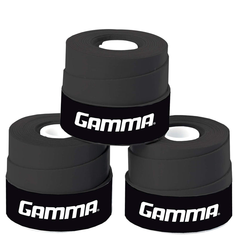 Gamma Sports Supreme Overgrip, for Tennis, Pickleball, Squash, Badminton, and Racquetball, Durable and Absorbent, Easy to Apply, Various Colors 3 Pack Black - BeesActive Australia