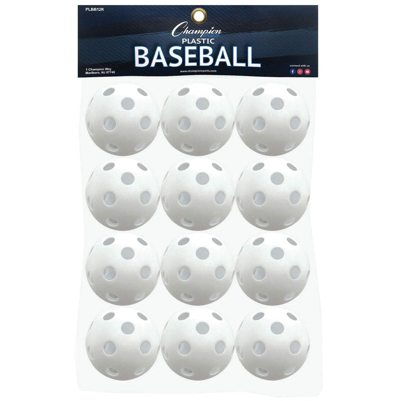 [AUSTRALIA] - Champion Sports Hollow Balls for Sport Practice or Play - 12 Pack White 
