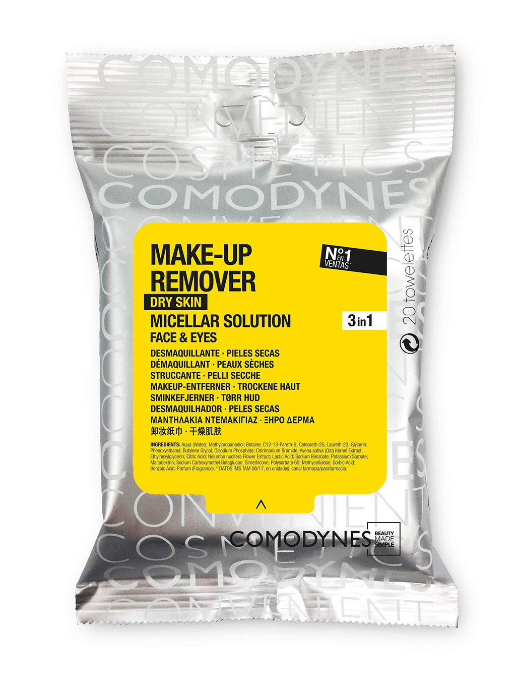 Comodynes Makeup Removers Toweletts for Face and Eyes with Oats for Dry Skin. 3 -20 towels packs - BeesActive Australia