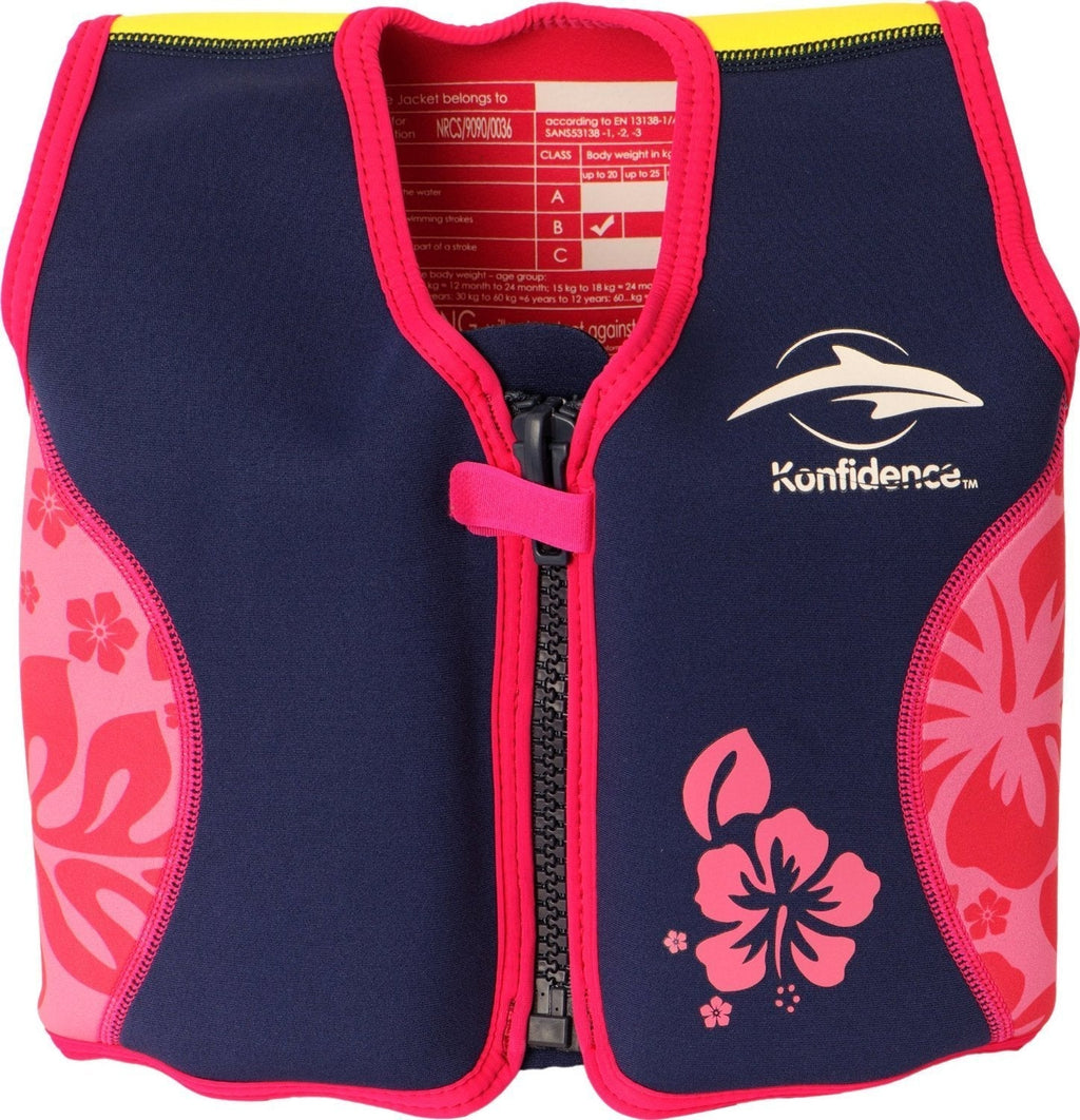 [AUSTRALIA] - Konfidence The Original Jacket - Buoyancy Swim Vest Pink Hibiscus 1.5 - 3 Years 
